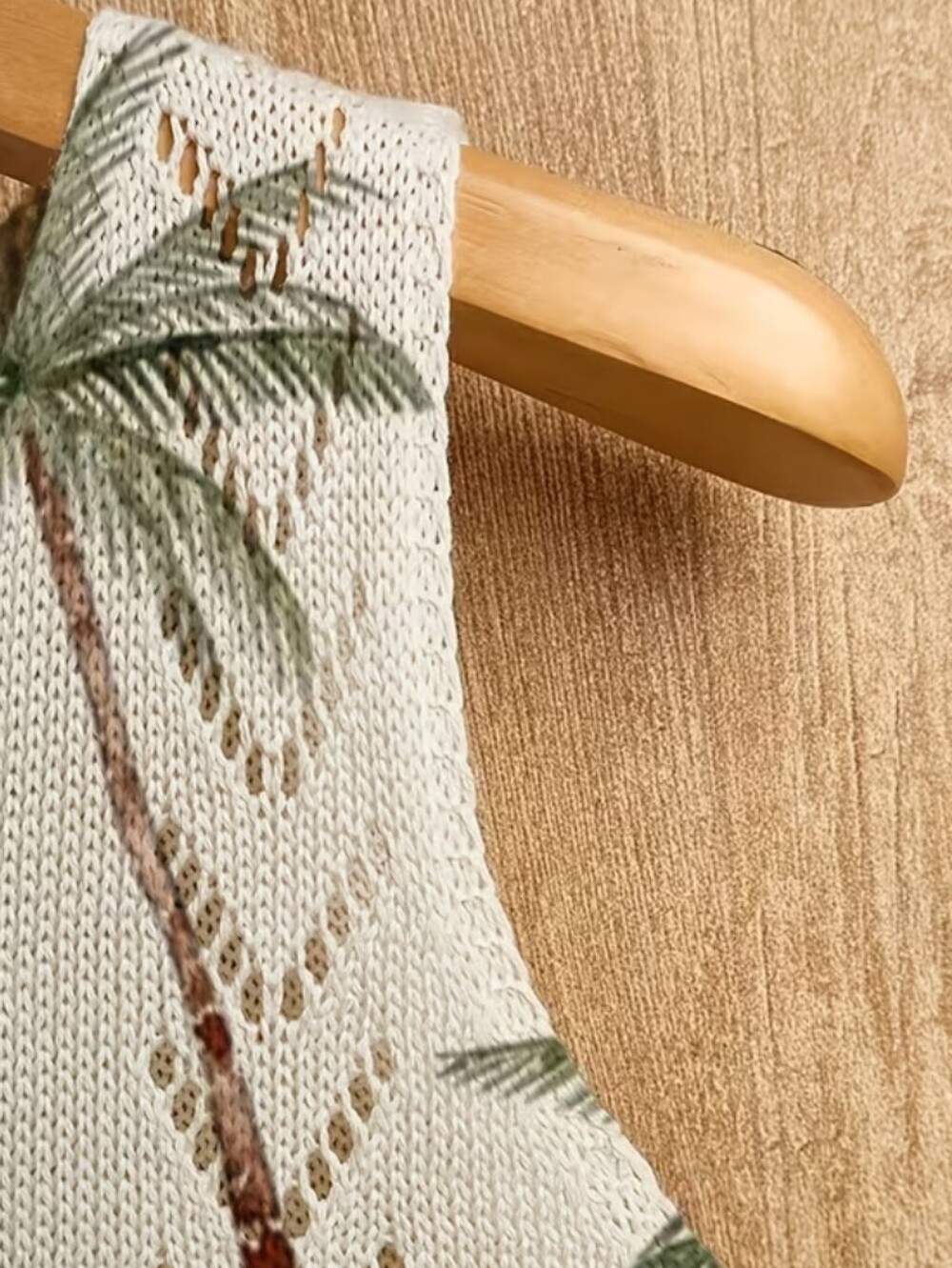 Love This Light Weight Palm-Print Knit Tank Top - Mixed Green on Cream - Picture 5 of 5